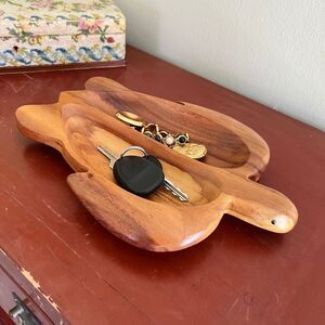 Kamani Wood Sea Turtle Divided Serving Tray Bowl Hawaiian Coastal Decor 12"